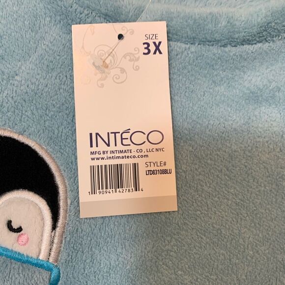 NWT INTECO intimates 3X plush fleece penguin long sleeve top - Picture 7 of 12